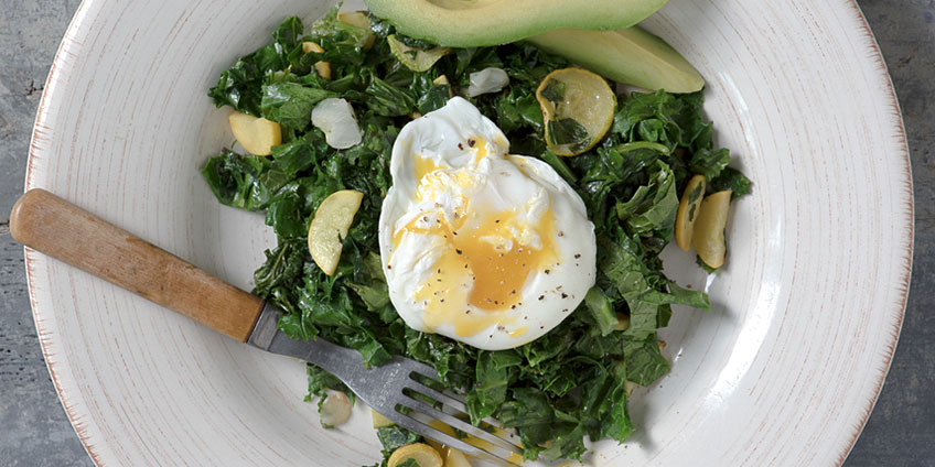 Sautéed Veggies with Avocado + Poached Eggs